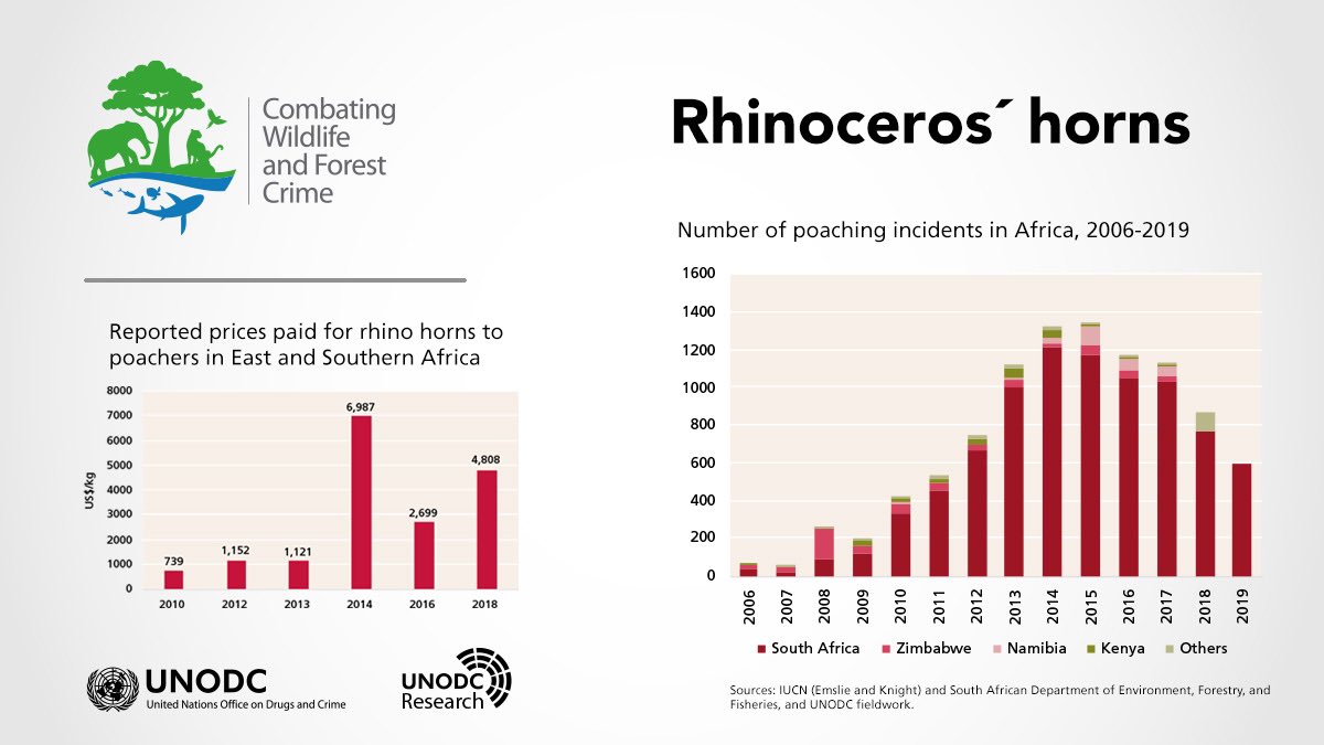 UNODC Wildlife Report 2020 Rhino Horn Prices in Africa